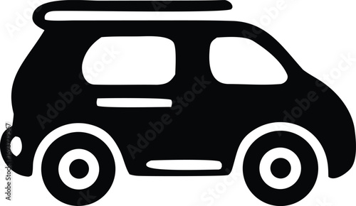 Simple silhouette of a compact suv or crossover vehicle with roof rack ideal for transportation and travel graphics