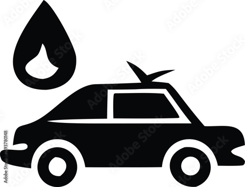 Car wash service icon symbolizing cleanliness and automotive care with water drop graphic