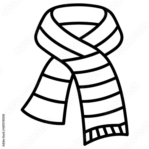 Striped Scarf in Black and White Outline Style for Winter Fashion and Accessories Design Project