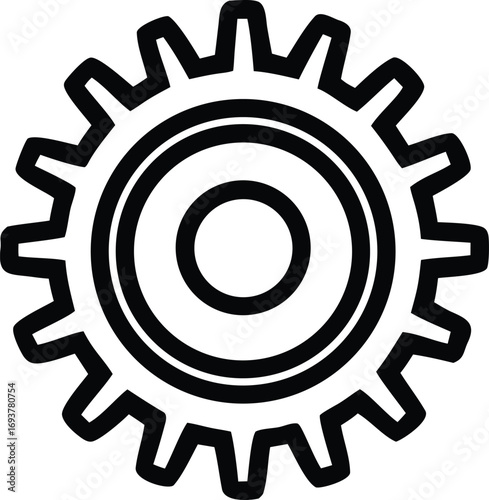 Industrial cogwheel icon a simple mechanical gear symbol for engineering manufacturing technology and precision machinery designs