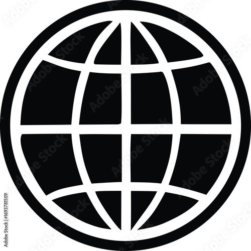 Simple globe icon representing global network technology digital connectivity and worldwide communication symbol