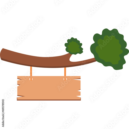 Tree Branch with Wooden Sign