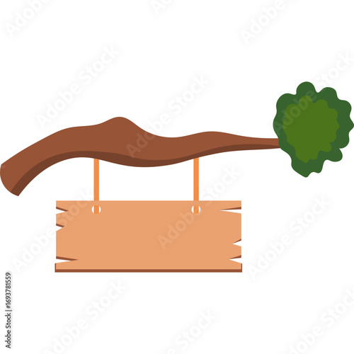 Tree Branch with Wooden Sign