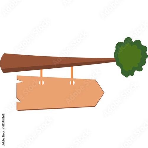 Tree Branch with Wooden Sign