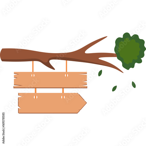 Tree Branch with Wooden Sign