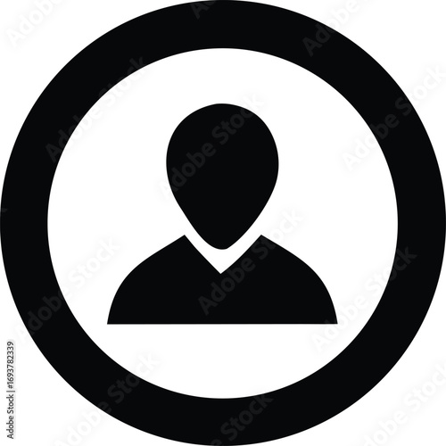 Simple black silhouette of a person inside a circular target emblem representing user profile or identity recognition