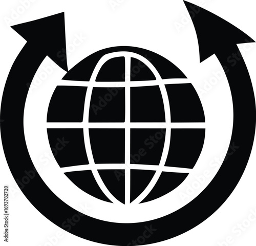 Global recycling symbol with earth icon illustrating worldwide environmental protection and sustainable practices for a greener future