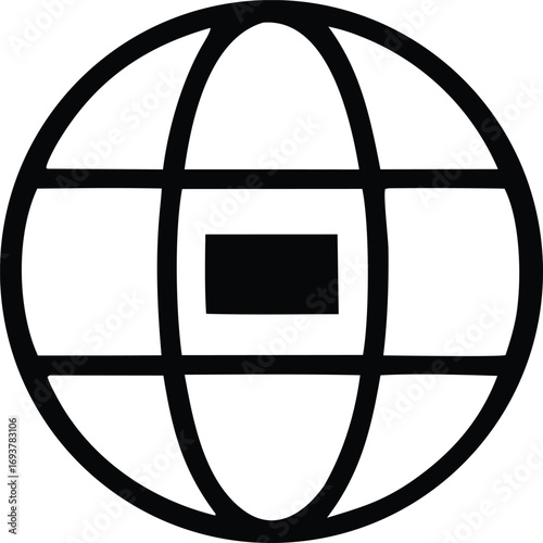 Abstract globe symbol representing global connectivity and digital networks a stylized earth icon for online communication and international reach