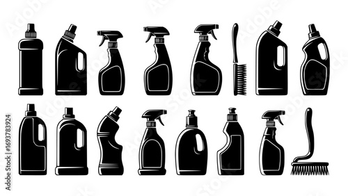 Assortment of cleaning product bottles
