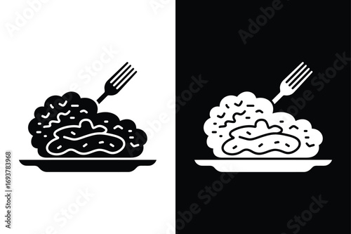 Schnitzel icon flat icon vector on White Background Vector Art Illustration on white background.	