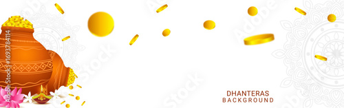 Elegant vector illustration offer banner for Dhanteras festival, festive sales, jewellery promotions, gold shopping and discounts