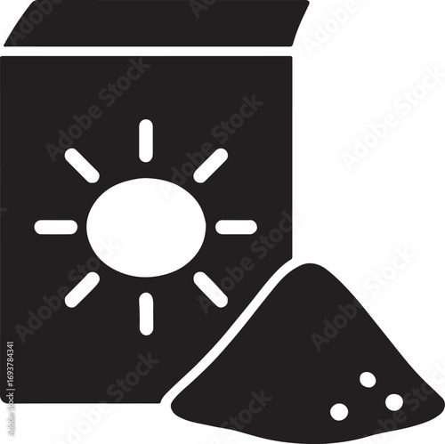 Laundry powder box silhouette, detergent icon, cleaning product vector, minimal flat design