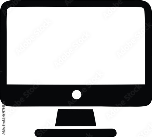 Modern computer monitor icon silhouette representing technology digital display and online connectivity for websites and apps
