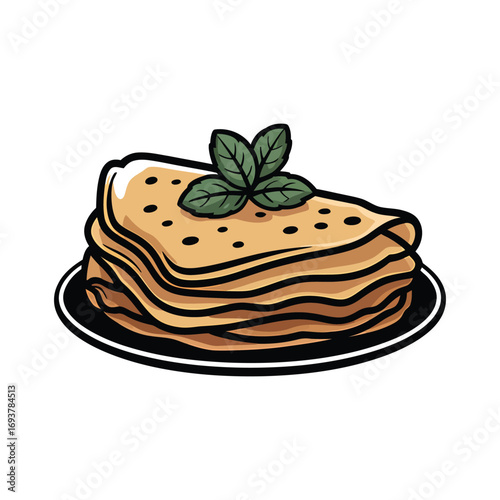 Crepes color flat icon vector on White Background Vector Art Illustration .
