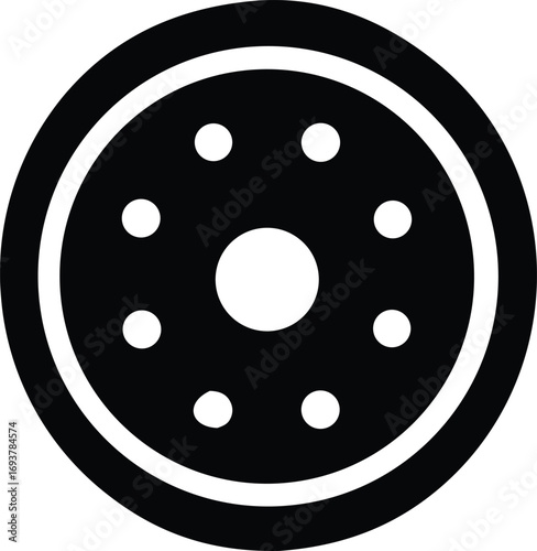 Circular gear cog icon symbol abstract geometric shape round mechanical component industrial element simple design