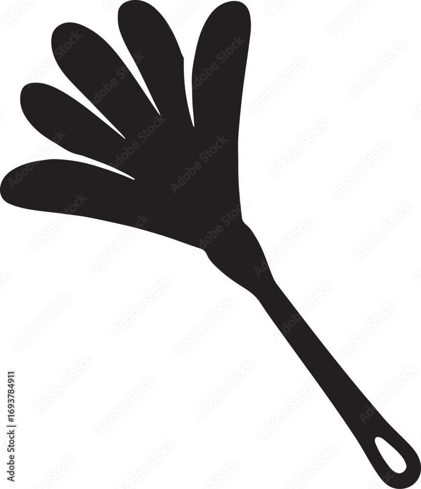 Obraz premium Feather duster silhouette, cleaning tool icon, dusting vector, minimal flat design