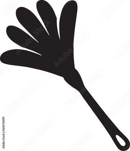 Feather duster silhouette, cleaning tool icon, dusting vector, minimal flat design