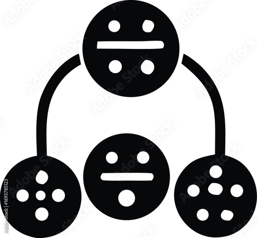 Abstract hierarchical network flowchart symbol representation of data connection and organization