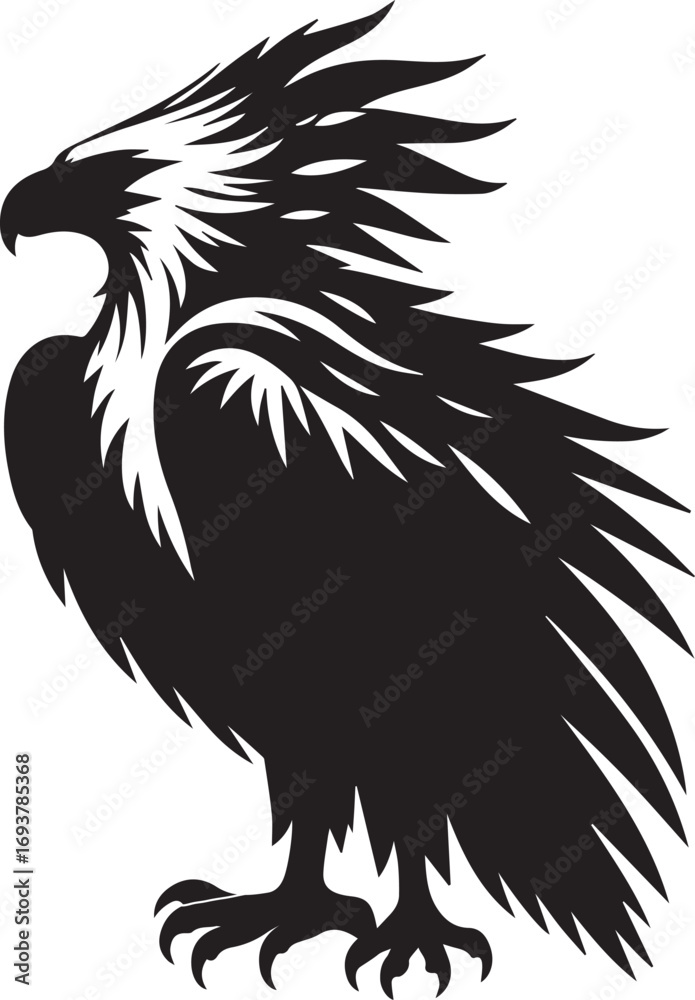 Obraz premium Harpy Eagle Vector in black and White