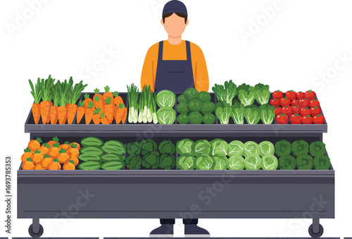 Grocer with Fresh Produce Display.