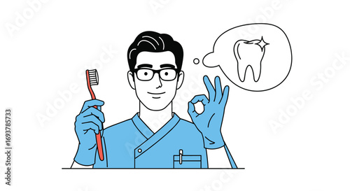 Dentist offering expert dental care advice and promoting healthy tooth hygiene practices for patients