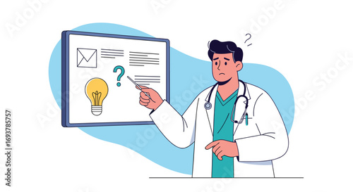 Doctor explains complex medical concepts using whiteboard and questions