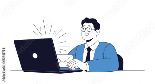 Frustrated businessman staring at laptop screen experiencing technical difficulties