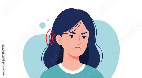 Woman feeling frustrated and stressed with ringing in her ear showing her anger
