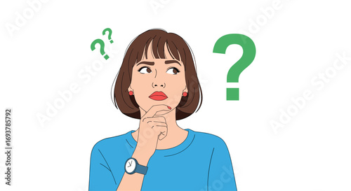 A thoughtful woman pondering difficult questions seeking answers and clarity in her mind