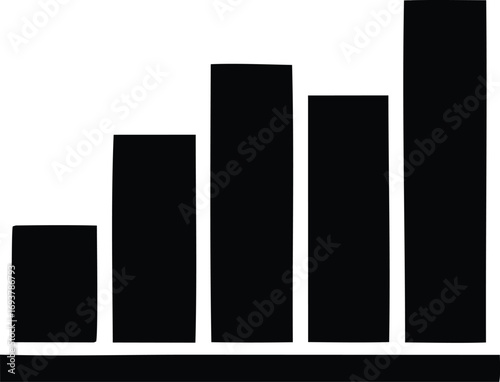 Simple bar chart showing upward trend with increasing heights representing growth and data analysis progress
