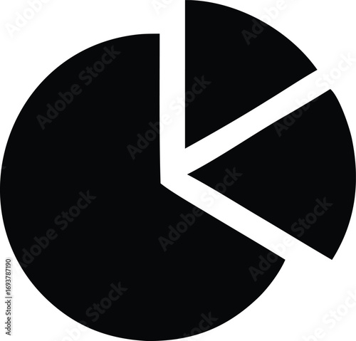 Icon of a pie chart representing data distribution and proportions for analysis and growth