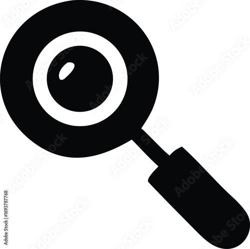 Magnifying glass icon simple black graphic symbol for search and discovery tools scientific research and investigation symbol