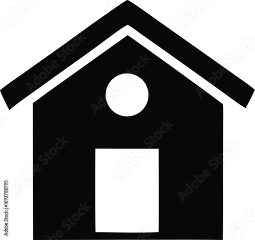 Simple black house silhouette icon symbol building residence home dwelling property real estate residential icon simple