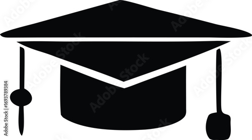 Academic graduation cap icon symbol for education achievement and successful learning graduation ceremony symbol