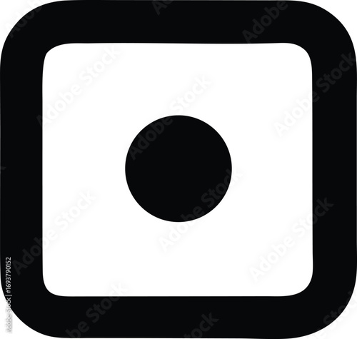 Simple icon of a die showing one dot symbolizing chance and gaming a classic symbol for luck