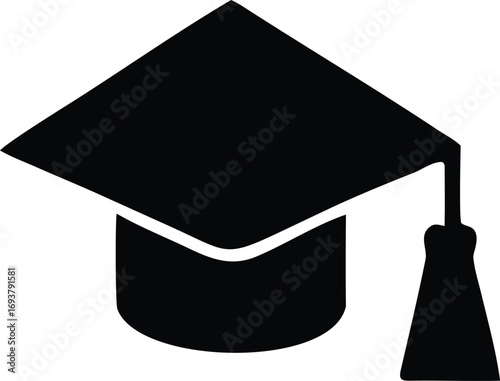 Graduation cap silhouette icon for academic achievement and education symbolism