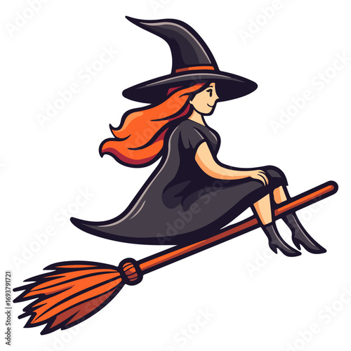 witch, costume, halloween, festival, vector, transparent background, wizard, evil, party, magic, gown, horror, october, witchcraft, witch sitting on a broom, flying