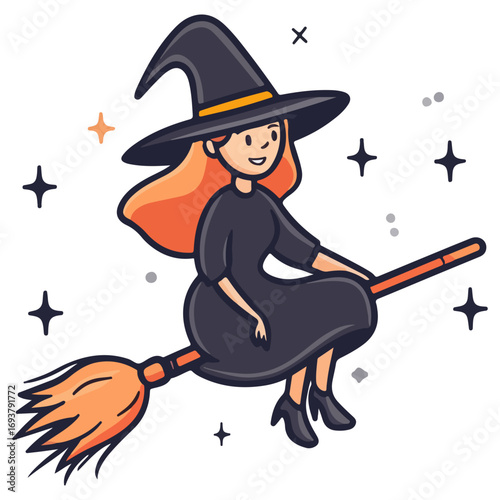 witch, costume, halloween, festival, vector, transparent background, wizard, evil, party, magic, gown, horror, october, witchcraft, witch sitting on a broom, flying