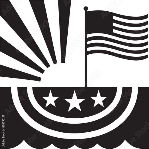 USA patriotic background vector with American flag elements, stars and stripes EPS file.