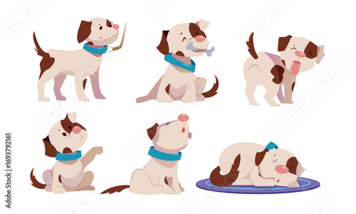 Delightful and adorable playful puppies are showcased in various and charming poses