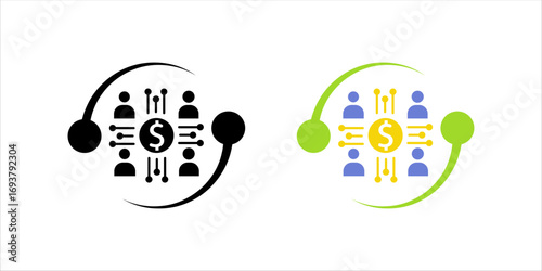 payments, money and people icon set, line design	
