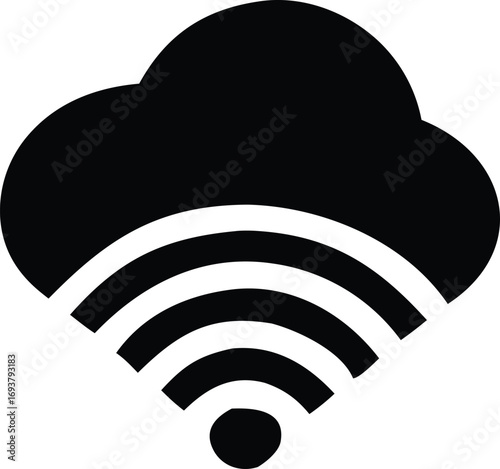Cloud computing and wireless internet connectivity symbol icon for digital networks and data storage services