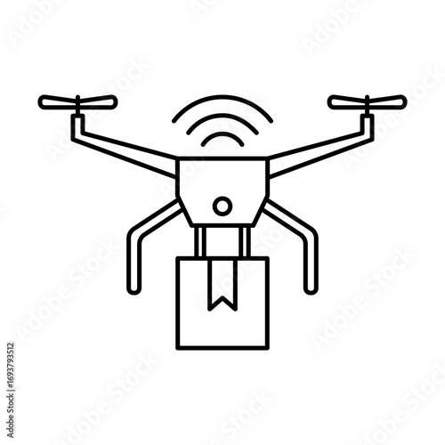 package delivery with drone vector icon