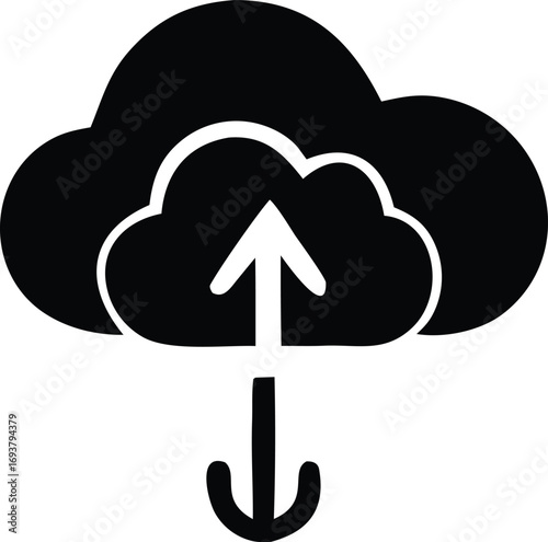 Cloud computing icon symbolizing data upload and download transfer services digital technology concept