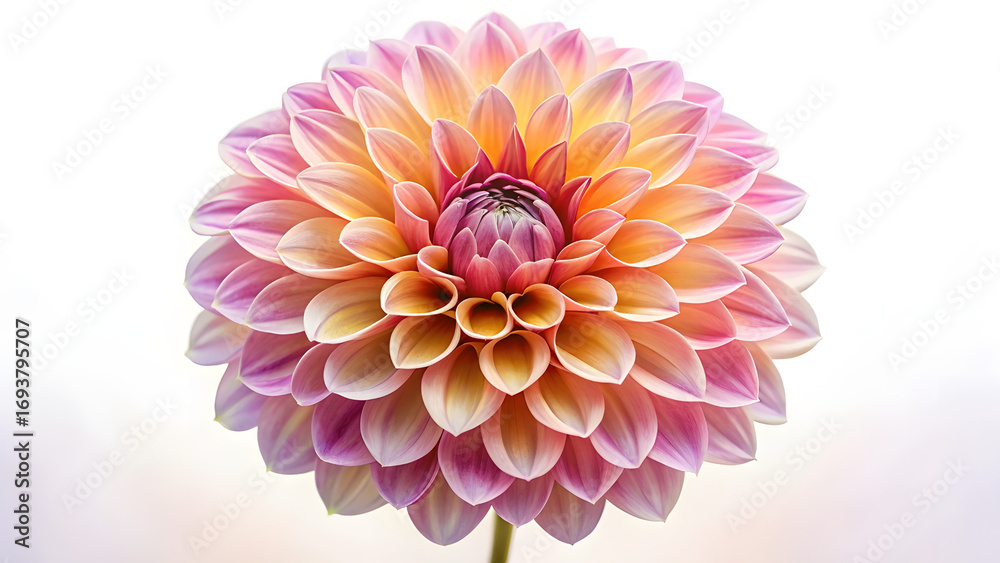 Obraz premium Closeup of a beautiful dahlia flower isolated on white background