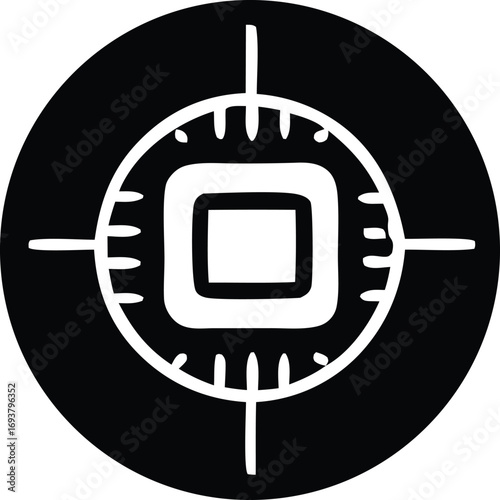 Precision microchip targeting symbol digital technology focus aim computer hardware innovation precision component central processing unit tech focus