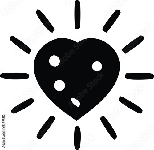 Radiant heart symbol with subtle textures embracing a whimsical design full of joy and warmth