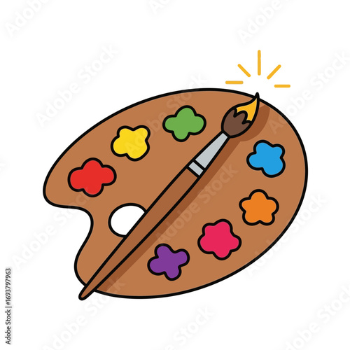 Creative Process and Artistic Expression Palette Brush Spark Art Icon