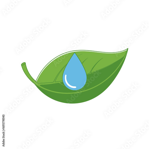 Eco-Friendly Leaf Water Droplet Symbology Clip Art Environmental Conservation Icon