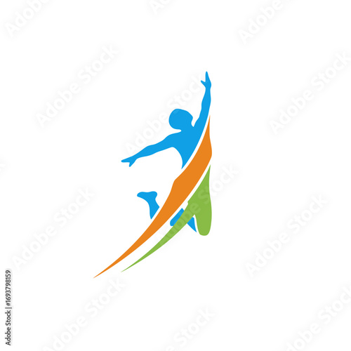 Energetic Clip Art Icon of a Person Jumping for Health and Fitness Goals